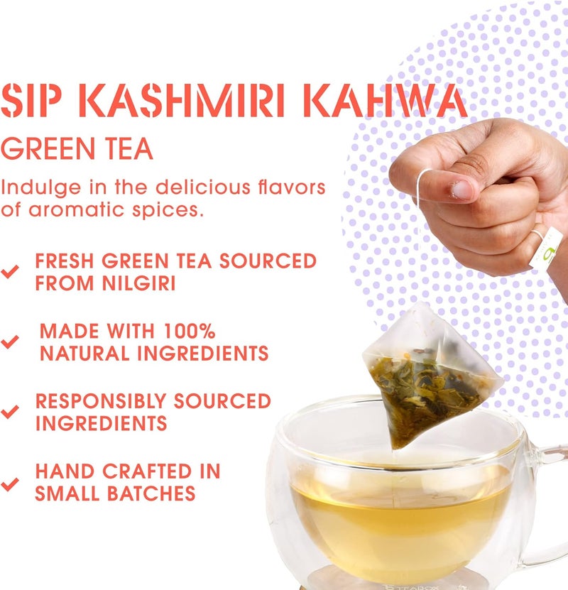 Teabox Kashmiri Kahwa Saffron Green Tea - 25 Tea Bags - Image 2